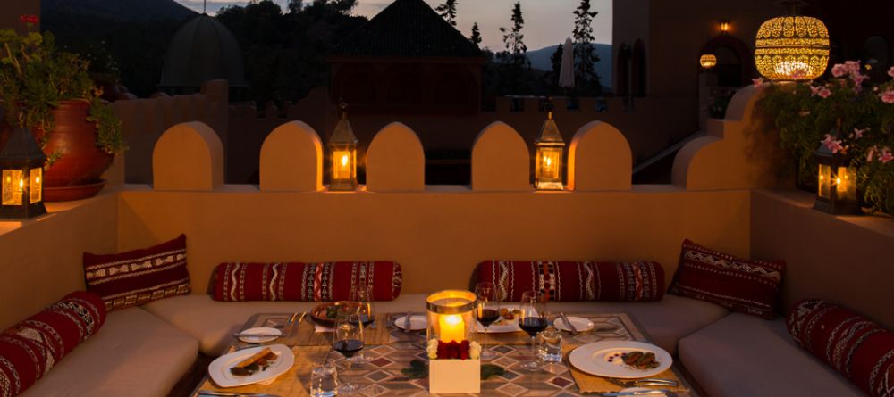 Intimate outdoor dining at Kasbah Tamadot, Atlas Mountains, Morocco - Image 18