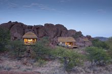 The setting at dusk at Mowani Mountain Camp, Damaraland, Namibia