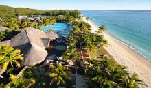 Aerial view of the grounds at Dinarobin Hotel, Golf and Spa, Le Morne Peninsula, Mauritius