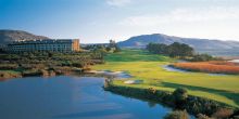 Views overlooking the beautiful lagoon at Arabella Western Cape Hotel & Spa, Hermanus, South Africa