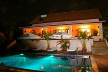 The bar at night at Boma Lodge, Entebbe, Uganda 