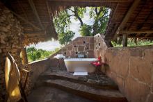 Outdoor bathtub at Beho Beho, Selous National Park, Tanzania