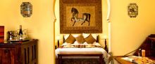 Guest accommodation at Kasbah Tamadot, Atlas Mountains, Morocco