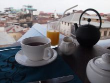 Breakfast overlooking the town at Emerson Spice, Stone Town, Zanzibar, Tanzania