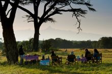 Bush breakfast overlooking Mt Kenya Ol Pejeta Bush Camp, Ol Pejeta Reserve, Kenya