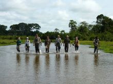 Mango staff member Teresa hiking at Lango Camp, Odzala National Park, Republic of Congo (Mango Staff photo)