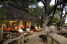 Deck and exterior at Xakanaxa Camp, Moremi Game Reserve, Botswana