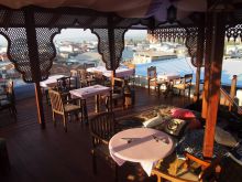 Dining area overlooking the town at Emerson Spice, Stone Town, Zanzibar, Tanzania