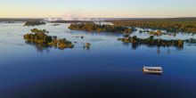 Sunset boat cruise aerial view