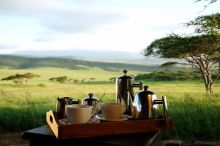 Morning coffee at Dunia Camp, Serengeti National Park, Tanzania