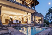 Exterior with the pool at Beho Beho, Selous National Park, Tanzania