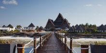 Looking back upon the resort from the pier at Essque Zalu Zanzibar, Zanzibar, Tanzania