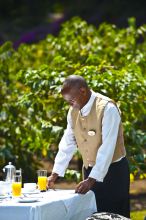 Garden breakfast at Arusha Coffee Lodge, Arusha, Tanzania