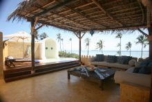 Shaded outdoor seating at Matemwe Retreat, Zanzibar, Tanzania