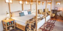 Bedroom at Tau Pan Camp, Central Kalahari Game Reserve, Botswana