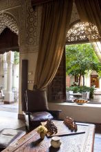 Lounge by main courtyard at Villa des Orangers, Marrakech, Morocco