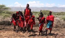 Maasai jumping at Lewa Wilderness Trails, Lewa Conservancy, Kenya