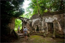 Ruins overgrown by the jungle make for a magical setting to hike at Kinasi Lodge, Mafia Island, Tanzania