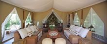 The lounge of the main tent at Naibor Camp, Masai Mara National Reserve, Kenya