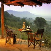 Outdoor seating at Kleins Camp, Serengeti National Park, Tanzania Â© AndBeyond