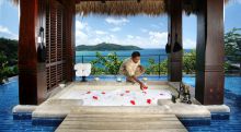 Outdoor sunken bath at Maia Luxury Resort and Spa, Mahe, Seychelles