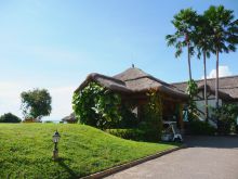 Exterior of reception area at Mweya Safari Lodge, Queen Elizabeth National Park, Uganda (Mango Staff photo)