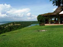 Lawns with sweeping views at Mweya Safari Lodge, Queen Elizabeth National Park, Uganda (Mango Staff photo)