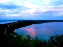 Sunset reflecting on the lake at Mweya Safari Lodge, Queen Elizabeth National Park, Uganda (Mango Staff photo)