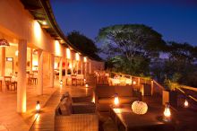 The veranda at night at Pumulani, Lake Malawi, Malawi