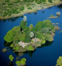 Island setting of Sindabezi Island Lodge, Livingstone, Zambia