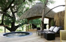 The private plunge pool and gazebo-style deck at Londolozi Varty Camp, Sabi Sands Game Reserve, South Africa