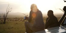 Sundowners overlooking the plains at Serengeti Safari Camp - Central, Serengeti National Park, Tanzania