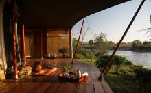 Hot tub with a view of the river at Ngare Serian Camp, Masai Mara National Reserve, Kenya