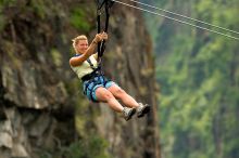 Ziplining at The Elephant Camp, Victoria Falls, Zimbabwe